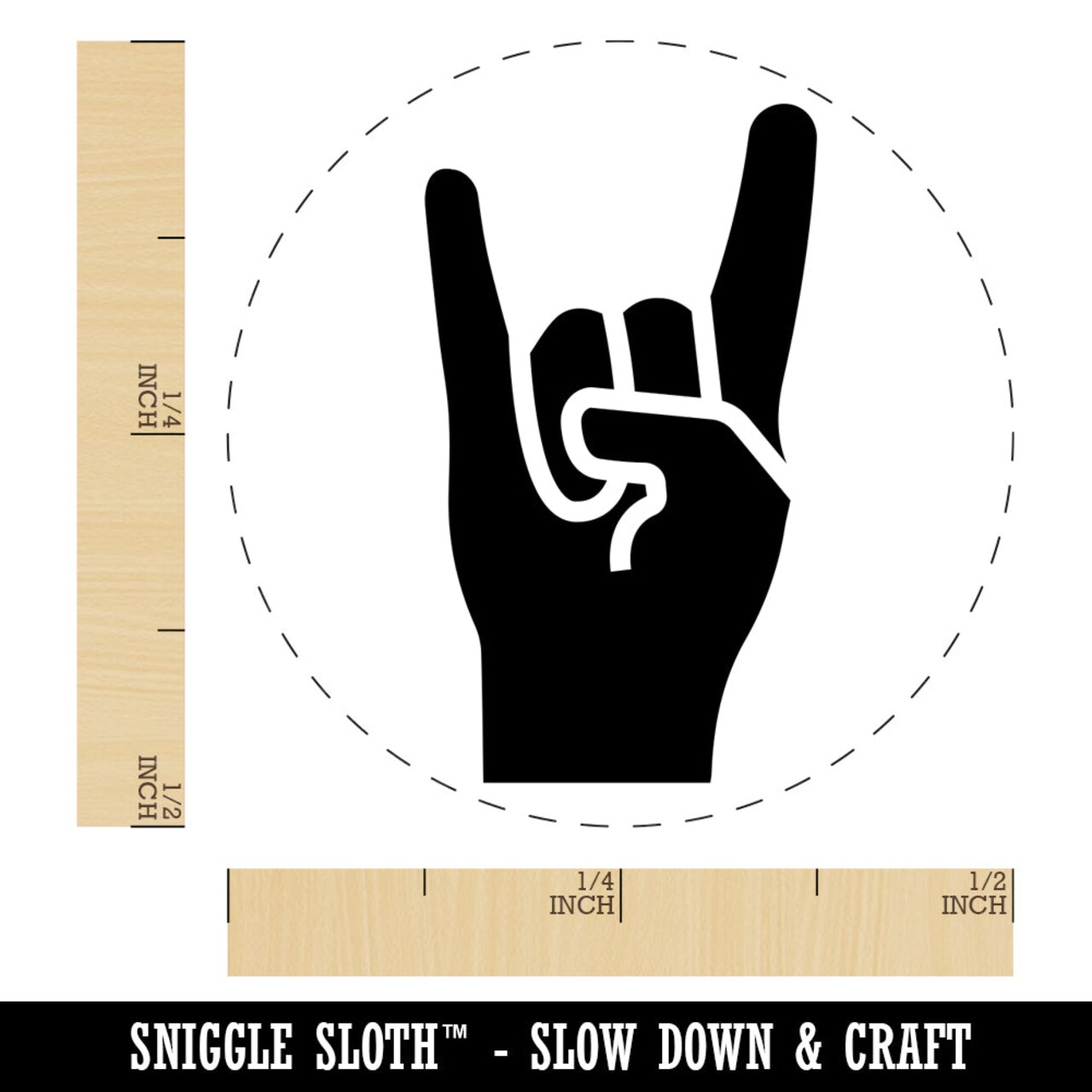Sign of the Horns Rock and Roll Hand Gesture Self-Inking Rubber Stamp for Stamping Crafting Planners